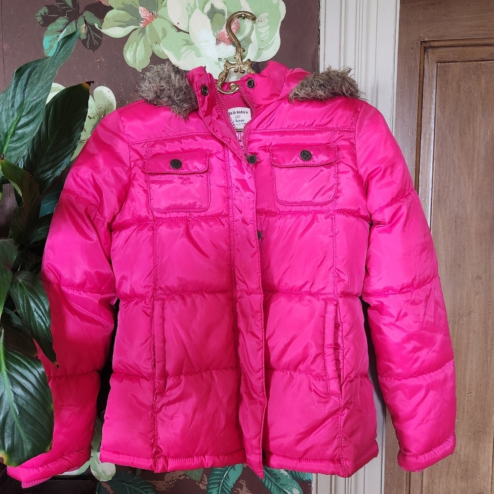 OLD NAVY Girls Hooded Puffer Coat Size XL